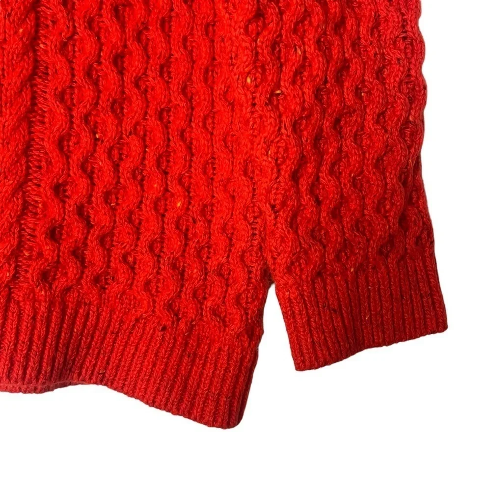 Lands’ End Orange Marled Cotton High Neck Sweater